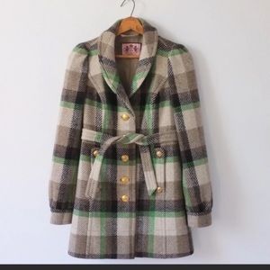 NEW 100% Wool Juicy Culture Coat Jacket Tartan